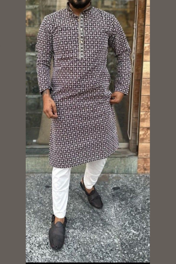 Classic Geometric Print for Men Shalwar Kameez