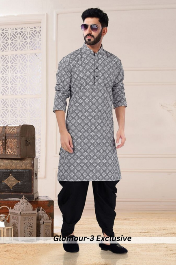 Grey kurta white  Dots  Shalwar Kameez