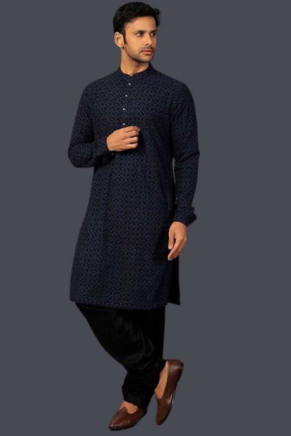 Blue and Black Shalwar Kameez